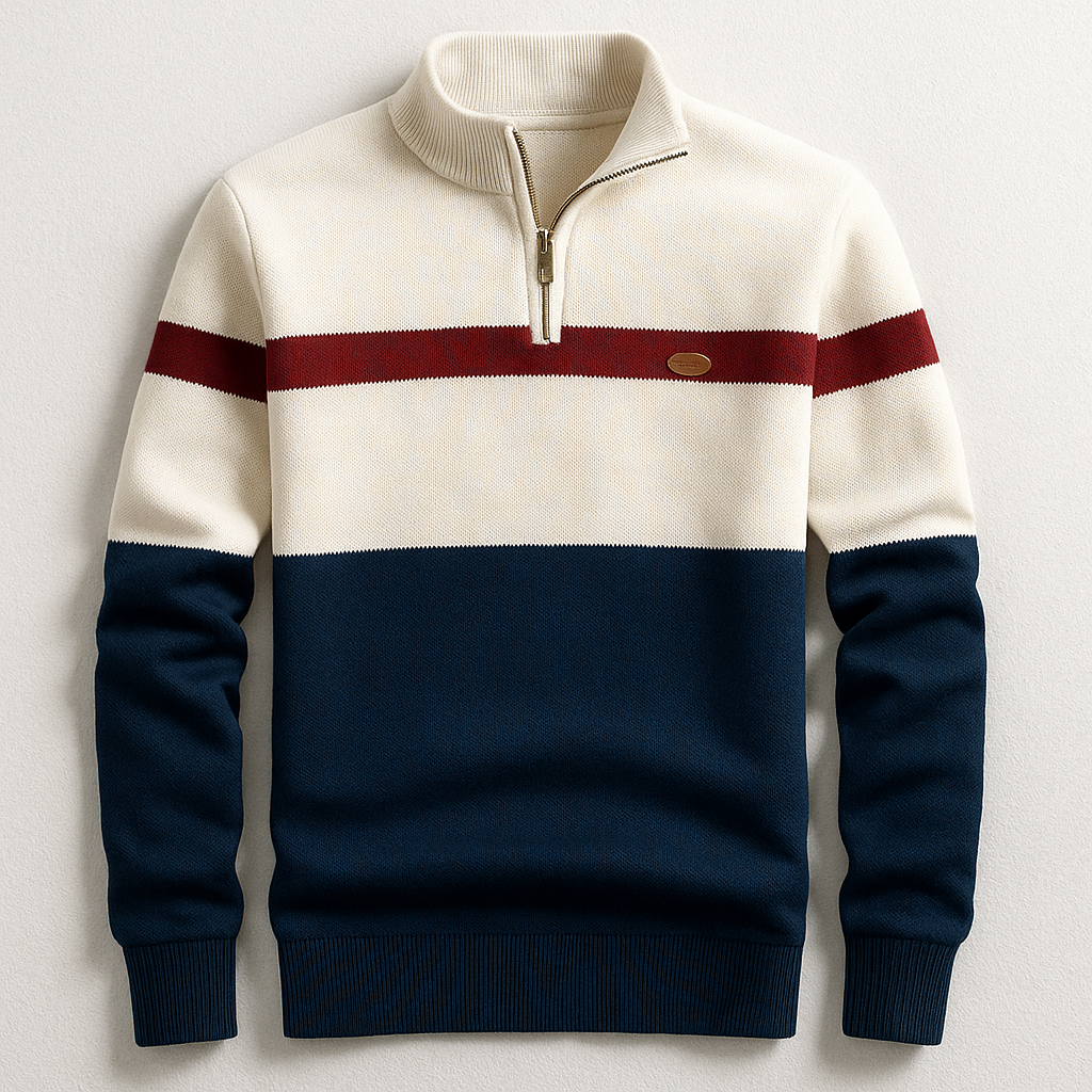 Heinz | RetroStripe-Pullover mit Viertelreißverschluss