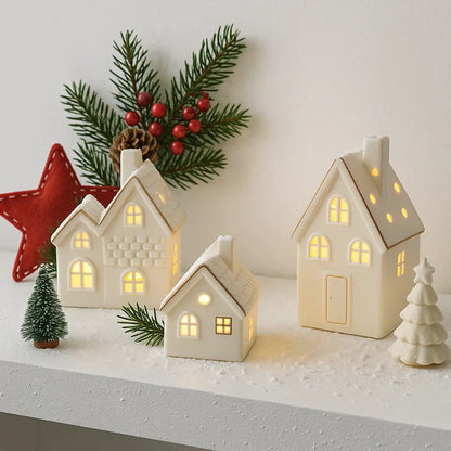 SnowLume – Keramik Weihnachtsdorf LED Dekorationsset