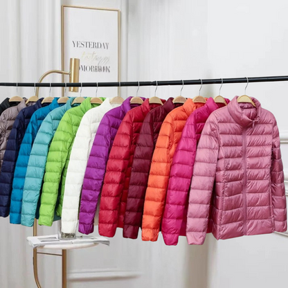 Clarissa | Neue Ultraleichte Jacke Mit Weißen Entenfedern