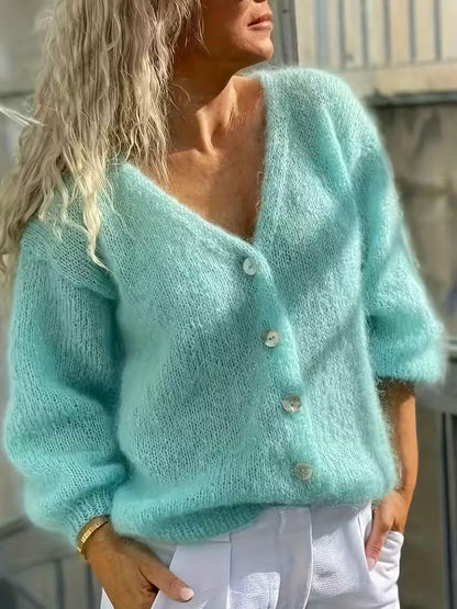 Fabiola | Langärmeliger Strickpullover Mit Knöpfen