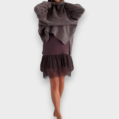 Luna | Zweiteiliges Freizeit-Set mit Spitzenrollkragenpullover