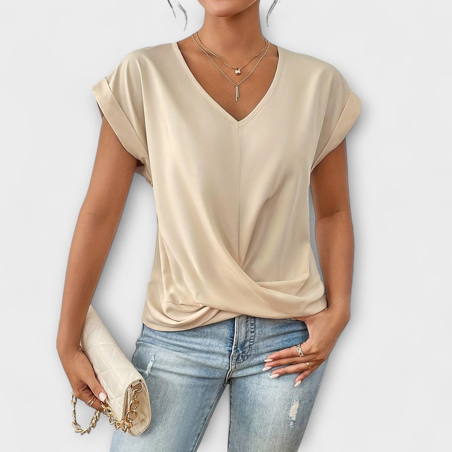 Eloise | V-Ausschnitt-Top mit Knotedetail