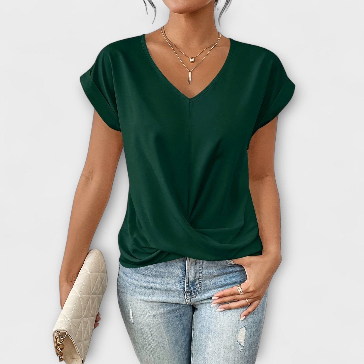 Eloise | V-Ausschnitt-Top mit Knotedetail