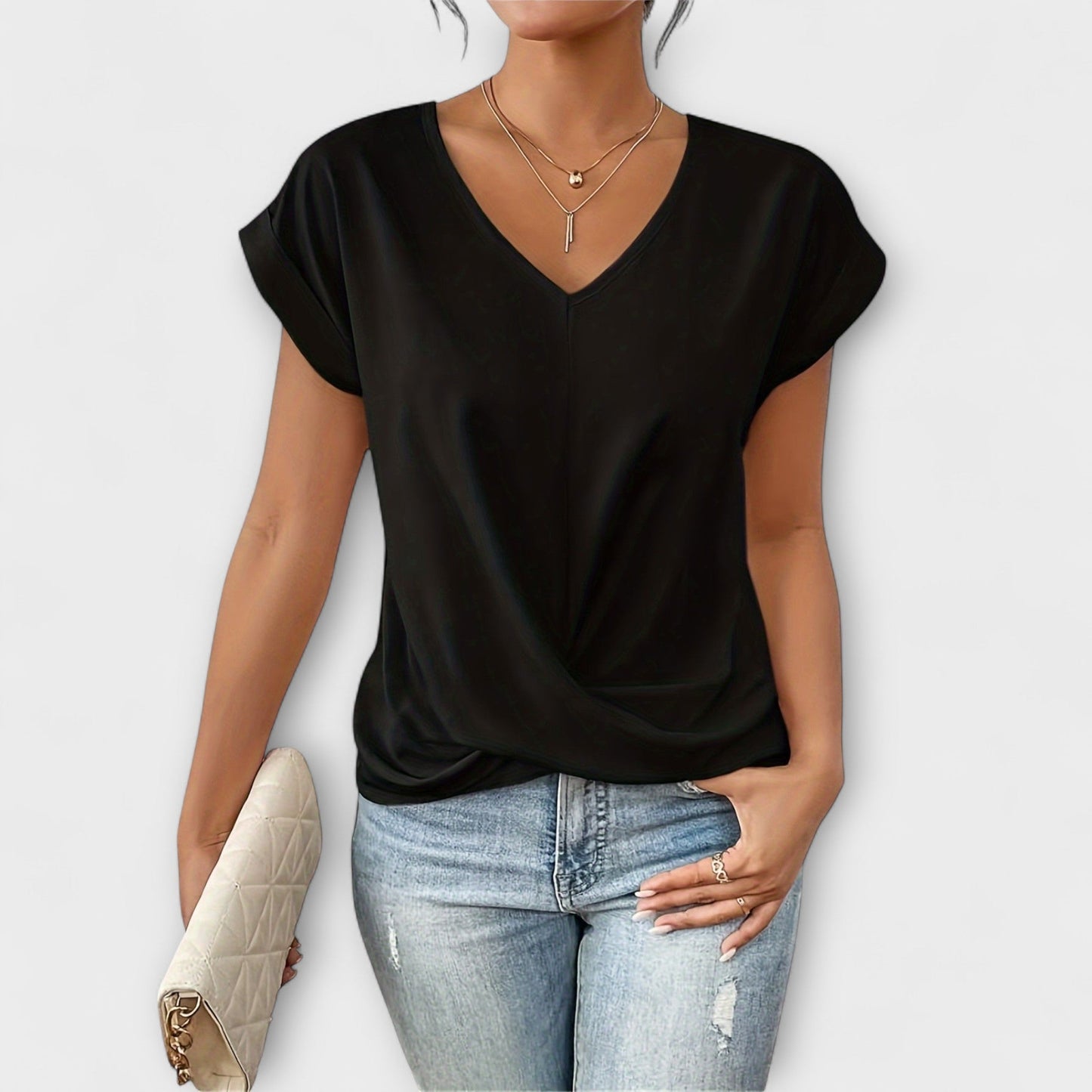 Eloise | V-Ausschnitt-Top mit Knotedetail