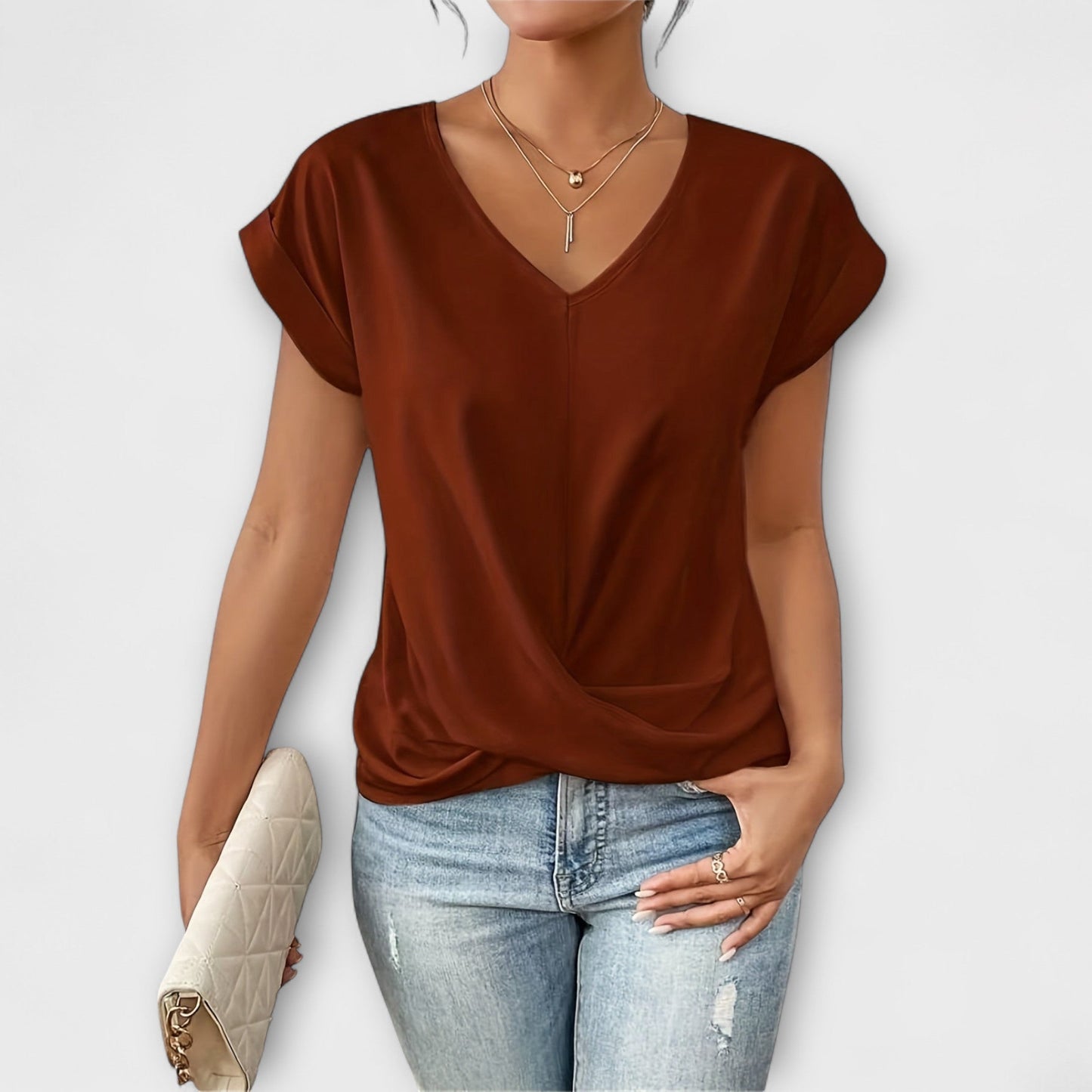 Eloise | V-Ausschnitt-Top mit Knotedetail