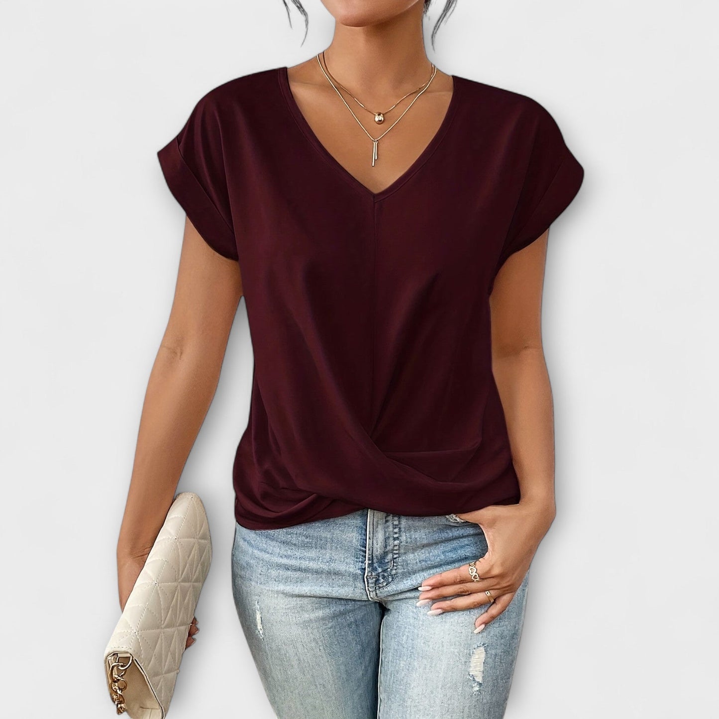 Eloise | V-Ausschnitt-Top mit Knotedetail