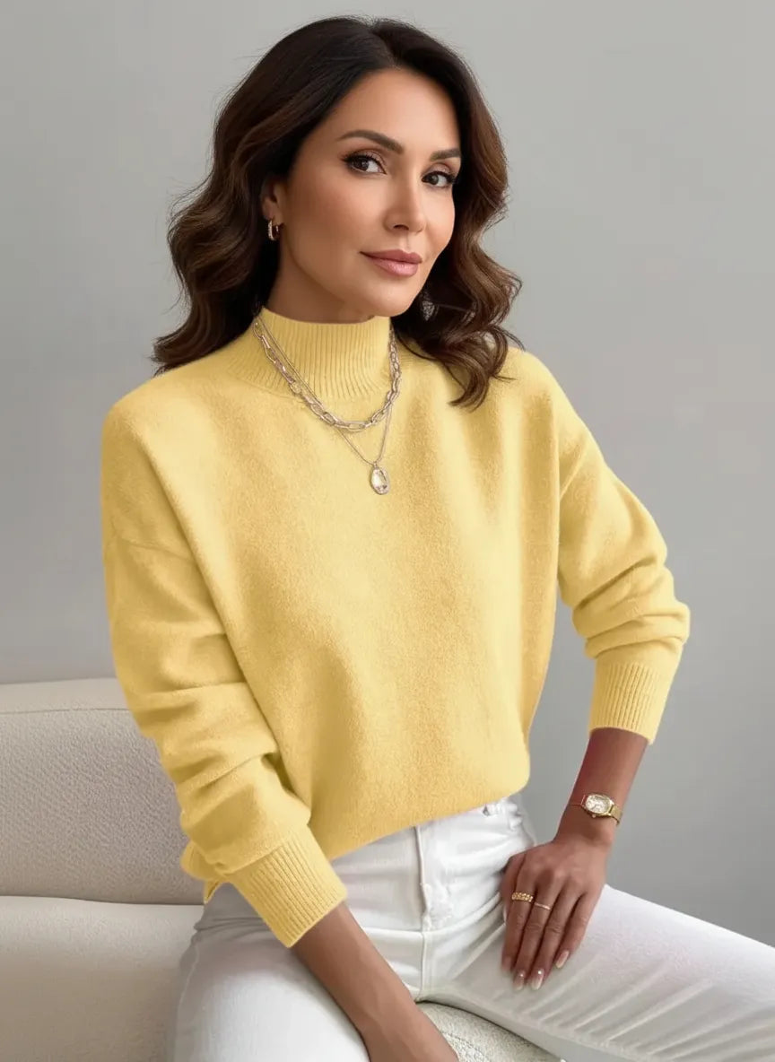 Letizia | Damen Strickpullover mit Stehkragen