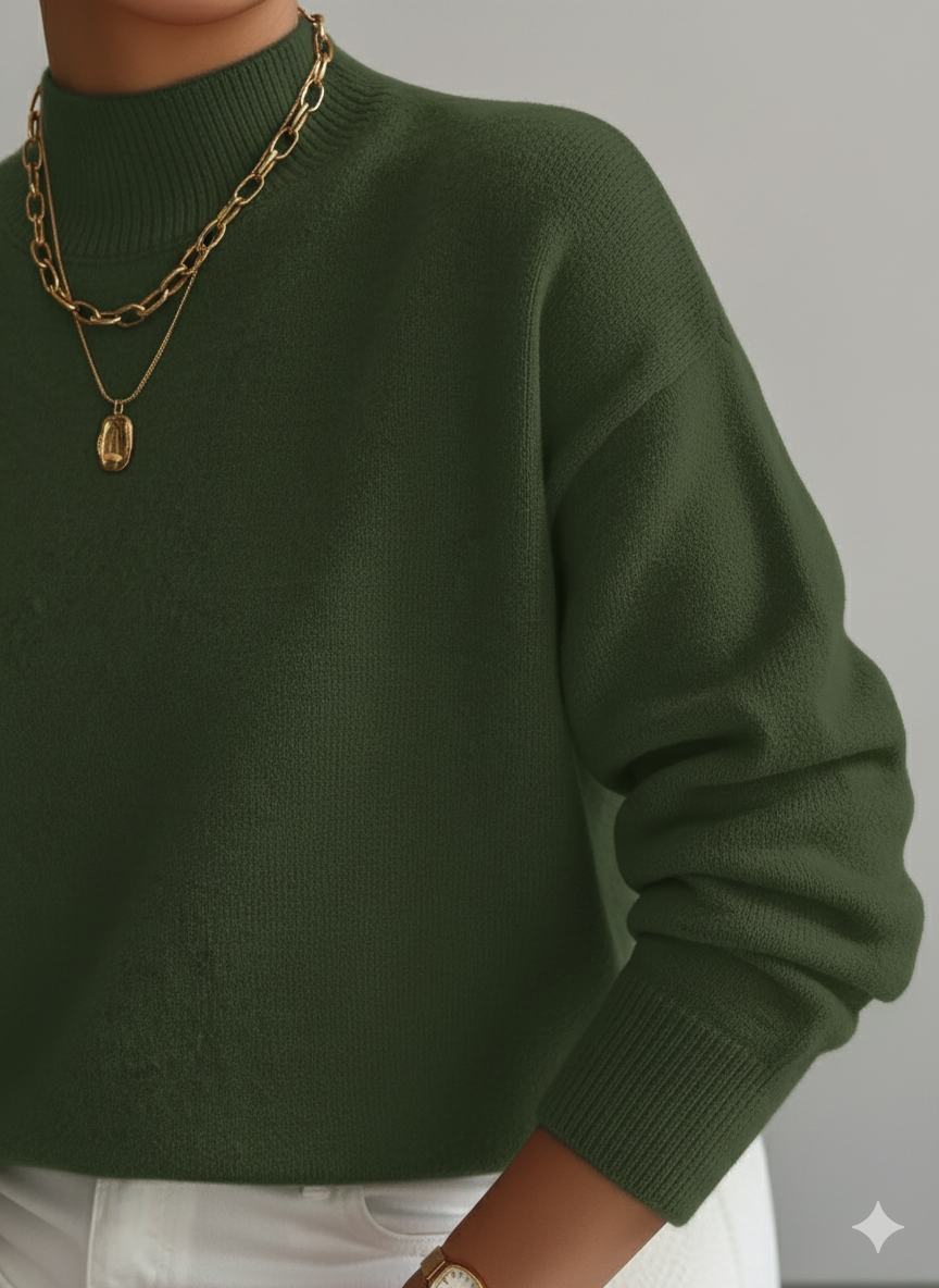 Letizia | Damen Strickpullover mit Stehkragen