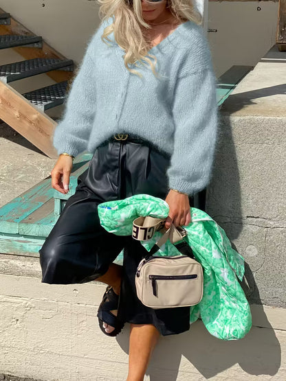 Fabiola | Langärmeliger Strickpullover Mit Knöpfen