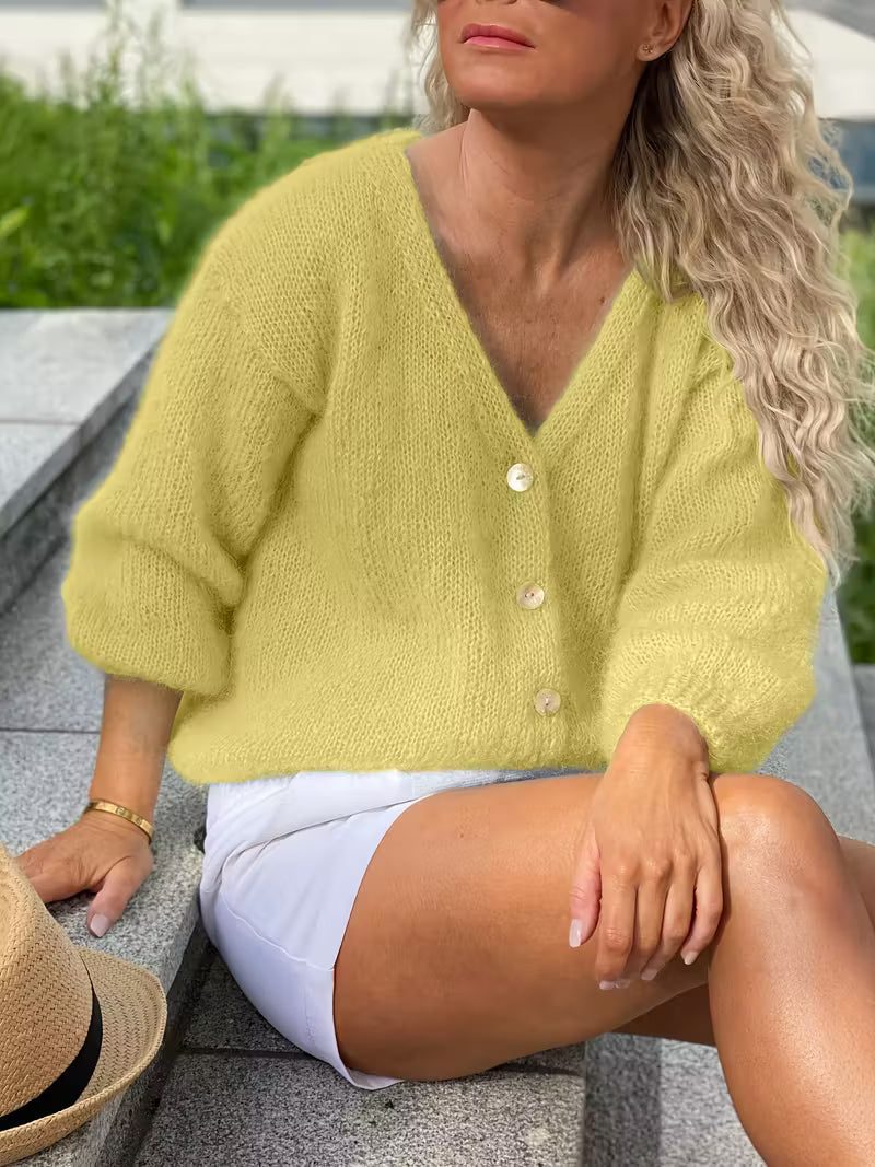 Fabiola | Langärmeliger Strickpullover Mit Knöpfen