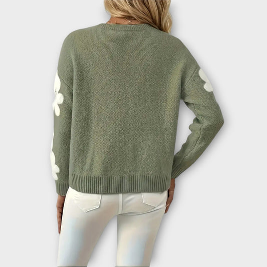 Emma | E weicher Strickpullover mit Blumendesign