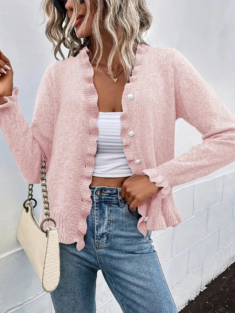 Anita | Eleganter Strick Strickjacke Mit Knöpfen