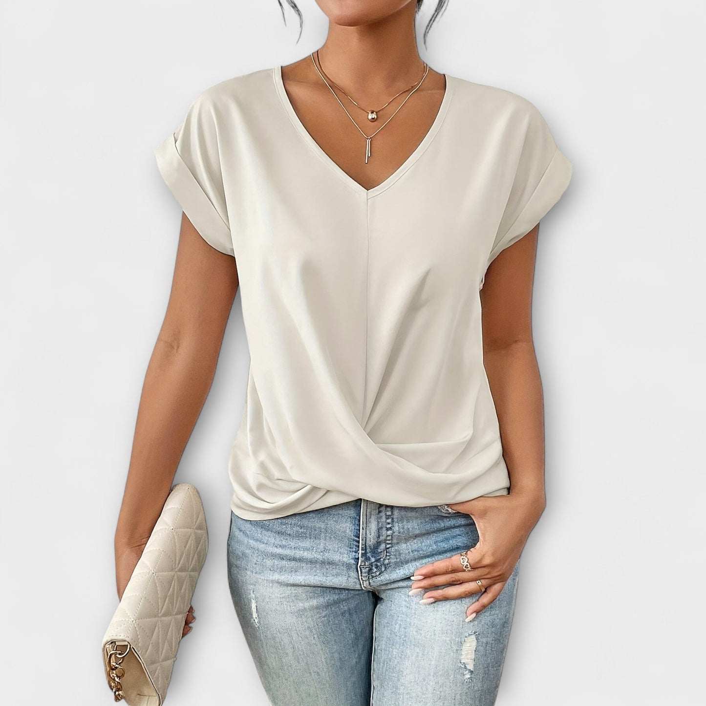 Eloise | V-Ausschnitt-Top mit Knotedetail