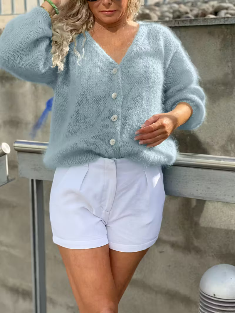 Fabiola | Langärmeliger Strickpullover Mit Knöpfen