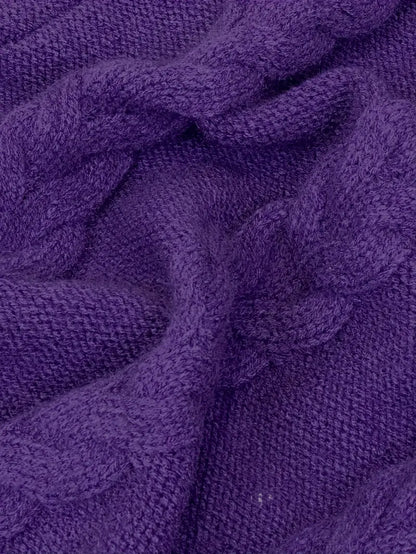 Narda - Klobig Kabel Gestrickt Rollkragen Kleid