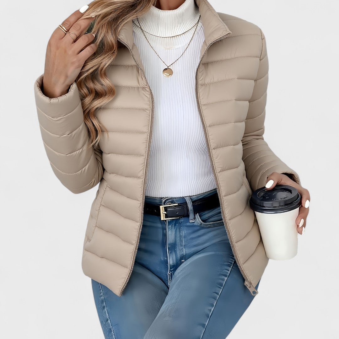 Simone – Elegante Lange Jacke Mit Kragen