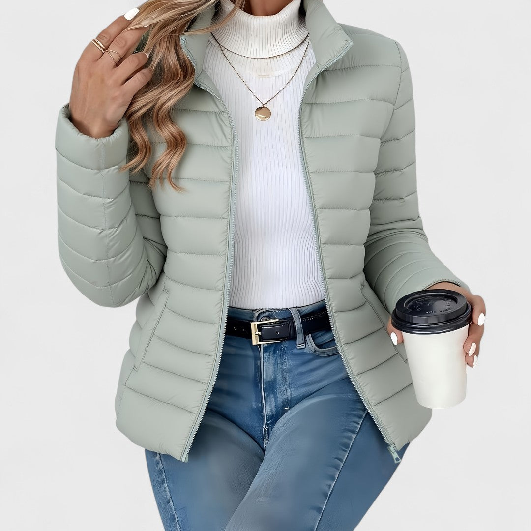 Simone – Elegante Lange Jacke Mit Kragen