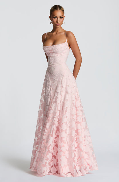 Isabelle | Langes kleid mit spitzenboden