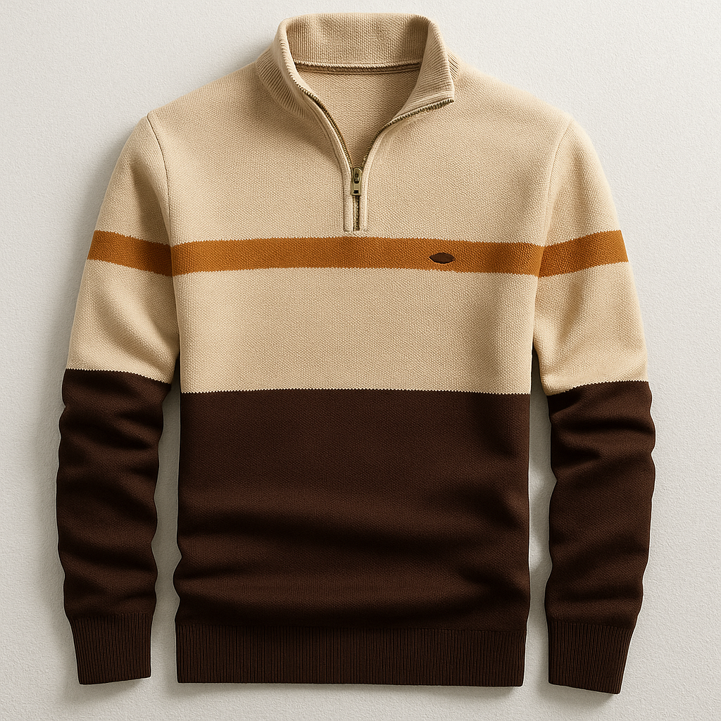 Heinz | RetroStripe-Pullover mit Viertelreißverschluss