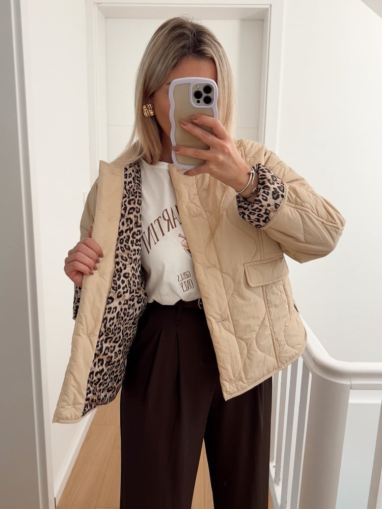 Leona | Elegante Jacke Mit Leoparden Muster Und Futter